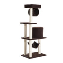 Albero Tiragraffi con Rivestimento in Pelle Marrone scuro 58x40x140 cm 