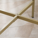 Tavolino da Caffè con Piano d'Appoggio Effetto Marmo Ø55x45 cm Struttura in Metallo Dorato