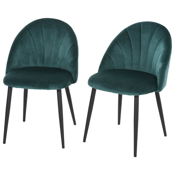 online Lot de 2 Chaises Rembourrées 50x54x79 cm en Velours Vert