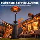 Fungo Riscaldante a Gas 13 kW 81x81x221 cm con Ruote e Tavolino in Metallo Marrone      