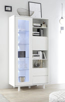 Mobile Alto Soggiorno 2 Cassetti 1 Porta in Melamina 106x50x203cm TFT Aladdin Bianco