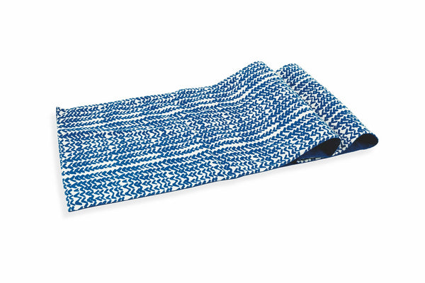 prezzo Chemin de table 40x140x0,5 cm en coton VdE Tivoli 1996 Masai blanc et bleu