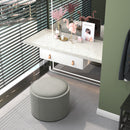Pouf Contenitore Effetto Lino da 120 kg max 56x56x42 cm con Vassoio a Ribalta in MDF Grigio