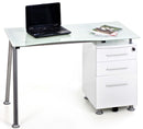 Scrivania Porta Pc 128x56xH100 cm con Cassettiera e Portatastiera Printer Bianca