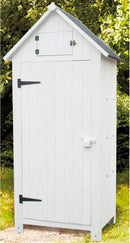 Casetta Box da Giardino 77x55xH179 cm in Legno di Abete 10mm Bianco Armoire