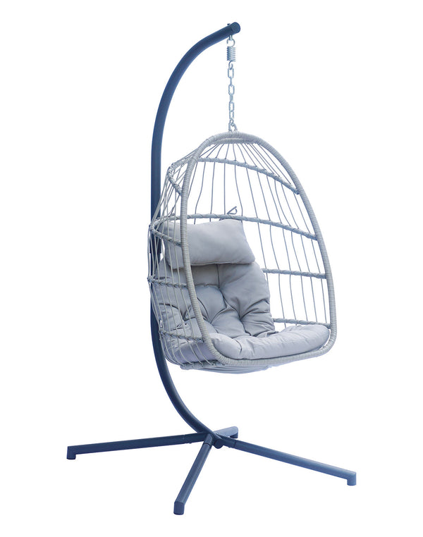 Amaca Dondolina da Giardino 96x198x115 cm in Corda e Alluminio Grigio e Antracite sconto