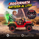 Macchina Elettrica per Bambini 3+ Anni 12 V 101x65x61 cm con 2 Motori Telecomando USB Musica e 3-5 km/h in PP Rosso      