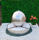 Sfera Cascata Artificiale da Giardino con LED Ø80 cm in Acciaio Inox con Pompa