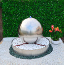 Sfera Cascata Artificiale da Giardino con LED Ø80 cm in Acciaio Inox con Pompa