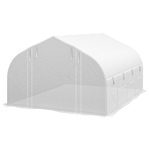 acquista Serra a Tunnel con Porta e 8 Finestre Avvolgibili 4x3m Rivestimento in PE Bianco