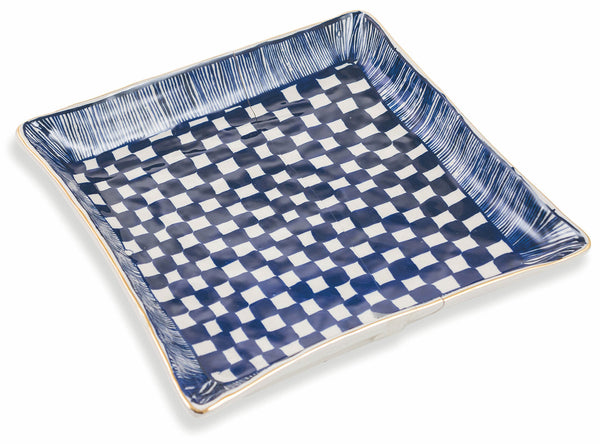 Grande assiette carrée en grès VdE Tivoli 1996 Masai Bleu acquista