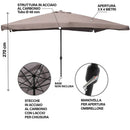 Ombrellone da Giardino 3x4 m Copertura in Poliestere Struttura in Acciaio Tortora Cuba      