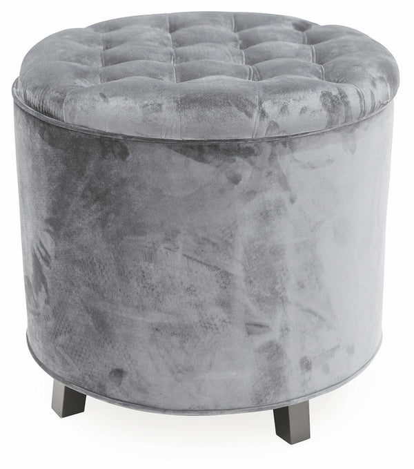 acquista Pouf Footrest Container Ø55x55 cm en Velours Soriani Gris Clair