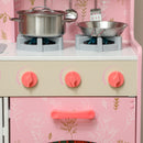 Cucina Giocattolo per Bambini 3+ Anni 90x33,3x91,6 cm con Fornelli Luci e Suoni Forno Microonde e Rubinetto in MDF Rosa      