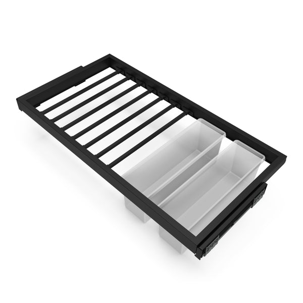 sconto Kit de 7 tringles à pantalons et 2 plateaux penderie 900 mm en acier Emuca noir