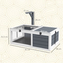 Casa per Tartarughe di Terra 81x48x31,5 cm con 2 Coperchi Apribili e 2 Spazi in Legno di Abete Grigio      