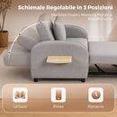 Poltrona Letto 3 in 1 Estraibile con Schienale Regolabile e Tavolino Laterale Letto 60x181 cm in Tessuto Effetto Lino Grigio      