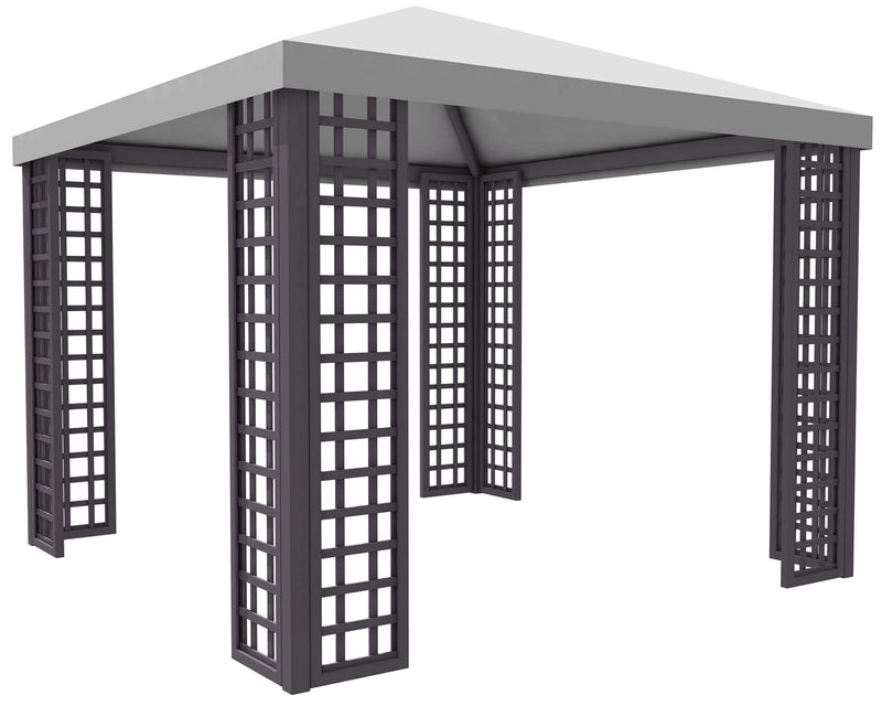 Gazebo da Giardino in Legno 3x3m con Copertura in PVC Taini Leon Pocket Grigio