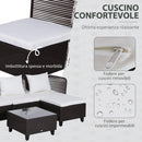 Set Salotto da Giardino in Rattan Sintetico Divano Pouf e Tavolino Marrone 