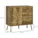 Mobiletto Multiuso 2 Ante 84x39x80,7 cm in Legno e Acciaio Bronzo