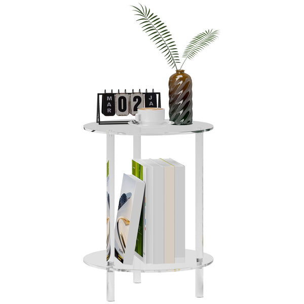 online Tavolino da Soggiorno Rotondo a 2 Livelli Ø40x50 cm in Acrilico Trasparente