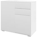 Credenza Moderna con 2 Armadietti e 2 Cassetti con Apertura a Pressione 79x36x74 cm  Bianco Lucido