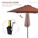 Ombrellone da Giardino Inclinabile Ø260x235 cm in Metallo e Poliestere Nero e Caffè  