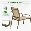 Set Salotto da Giardino Divano 2 Poltrone e Tavolino in Metallo e Texteline Cachi