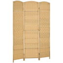 Paravento a 3 Ante Pieghevole 135x180 cm per Interni Autoportante e Intrecciato color Legno  