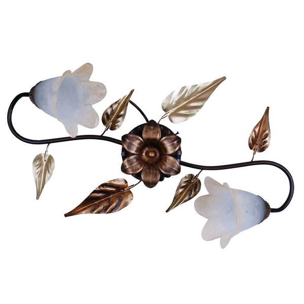 Plafonnier 2xE14 Cuivre Brun Cadre Blanc Ambre Shaded Verre E-Energy Giulia online