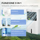 Raffrescatore Evaporativo e Ventilatore con Ghiaccio 3 in 1 a 3 Velocità con Timer 32x37x74 cm Bianco      