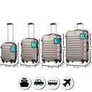 Set 4 Valigie Rigide Trolley Easy Roll Bagaglio a Mano e Stiva da Viaggio in ABS Champagne      
