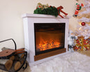 Camino Elettrico da Pavimento 70x80x30 cm Effetto Fiamma 1500W Sting & Lorance Bianco/noce