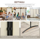 Paravento Separè 3 Pannelli 253x50x182 cm in Metallo e Poliestere Beige