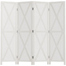 Paravento Separè 4 Ante per Interni 182x170 cm in Legno Bianco 