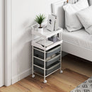 Carrello Portaoggetti Multiuso 40x34x85 cm con 2 Ripiani e 3 Vassoi Scorrevoli in Acciaio e PP Bianco e Grigio  