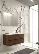 Mobile da Bagno Sospeso con Lavabo 100 cm e Specchio Bali Light Noce Scuro      