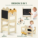 Torre Montessoriana per Bambini 2-5 Anni 57x39x93 cm con Lavagna e Tavolino Color Legno      