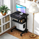 Scrivania Moderna Salvaspazio 56x51x79 cm con Cassetto Scorrevole e Ruote in Legno Ingegnerizzato e Metallo Nero  