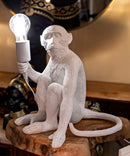 Lampada da Tavolo Monkey Seduta Bianca 33x33x32 cm in Resina Bianco      