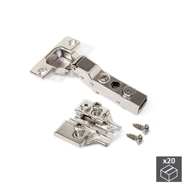 sconto Charnière Coupelle 35 mm Demi Col Fermeture Amortie 100° Euro Bases 20 Pièces Emuca