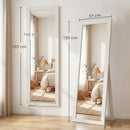 Specchio da Terra a Figura Intera 37x40x155 cm con Cornice e Supporto in Legno MDF e Vetro Bianco      