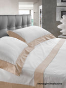 Set Lenzuola Sopra Sotto e Federe Bordi in Raso Garrini Eveline Avorio/Avorio Varie Misure