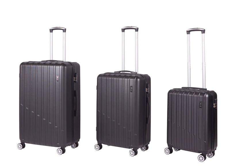 Set 3 Valigie Trolley Rigido 4 Ruote con Combinazione in ABS Ravizzoni Stelvio Nero