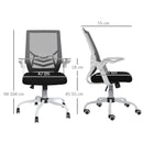 Sedia Operativa Ergonomica Altezza regolabile 94-104 cm Tessuto Effetto Lino Bianco e Nero 