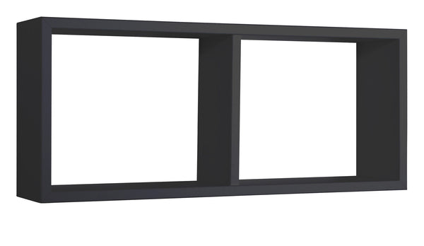 Etagère rectangulaire 2 compartiments muraux 70x30x15,5 cm en fibre de bois Morgana noir sconto