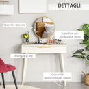 Consolle Trucco con Specchio e 2 Cassetti 80x40x123 cm in Legno Bianco 