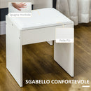 Toeletta da Trucco con Specchio Tavolocon Sgabello 4 Cassetti e 4 Ripiani in Legno e Vetro Bianco      