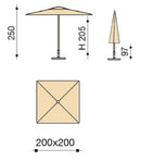 Ombrellone da Giardino 2x2 m Palo Ø38 mm in Alluminio Tessuto Poliestere Trend Antracite