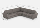 Divano Angolare 7 Posti 288x288x85 cm Yasel in Tessuto Grigio